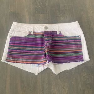 Celebrity Pink Serape/White Denim Shorts